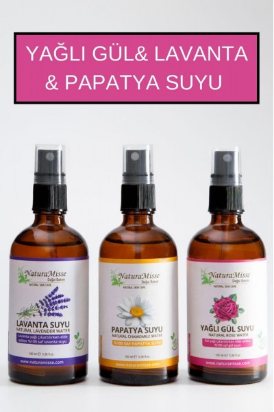 Tam Yağlı Gülsuyu 100 Ml- Papatya Suyu 100 Ml- Lavanta Suyu 100 ml (3x100 ml) %100 saf